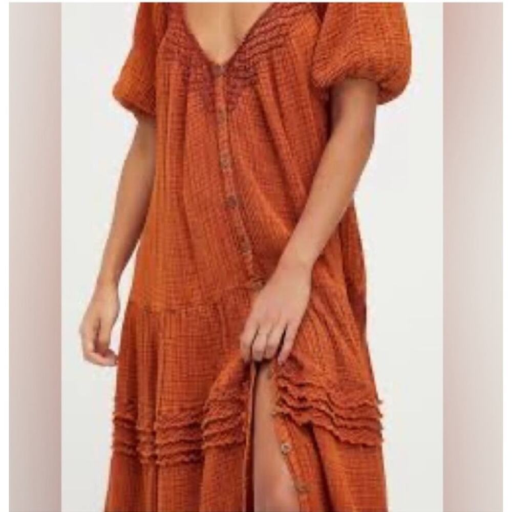 Free People Sunday Stroll Orange Bohemian cotton Maxi Dress 😍 - Picture 4 of 14